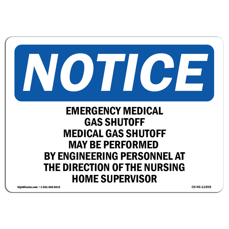 Plaque d'arrêt d'urgence pour gaz médicaux d'urgence, H 18 po x l 24 po x P 0,1 po