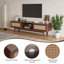 Meuble télé 75 po en rotin, meuble télé en bois avec rangement pour meuble télé, console multimédia Boho, centre de divertissement avec gestion des câbles