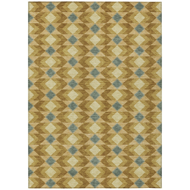 Machine Washable Indoor/Outdoor Chantille ACN2687 Geometric Rug, Walnut, 3' x 5'