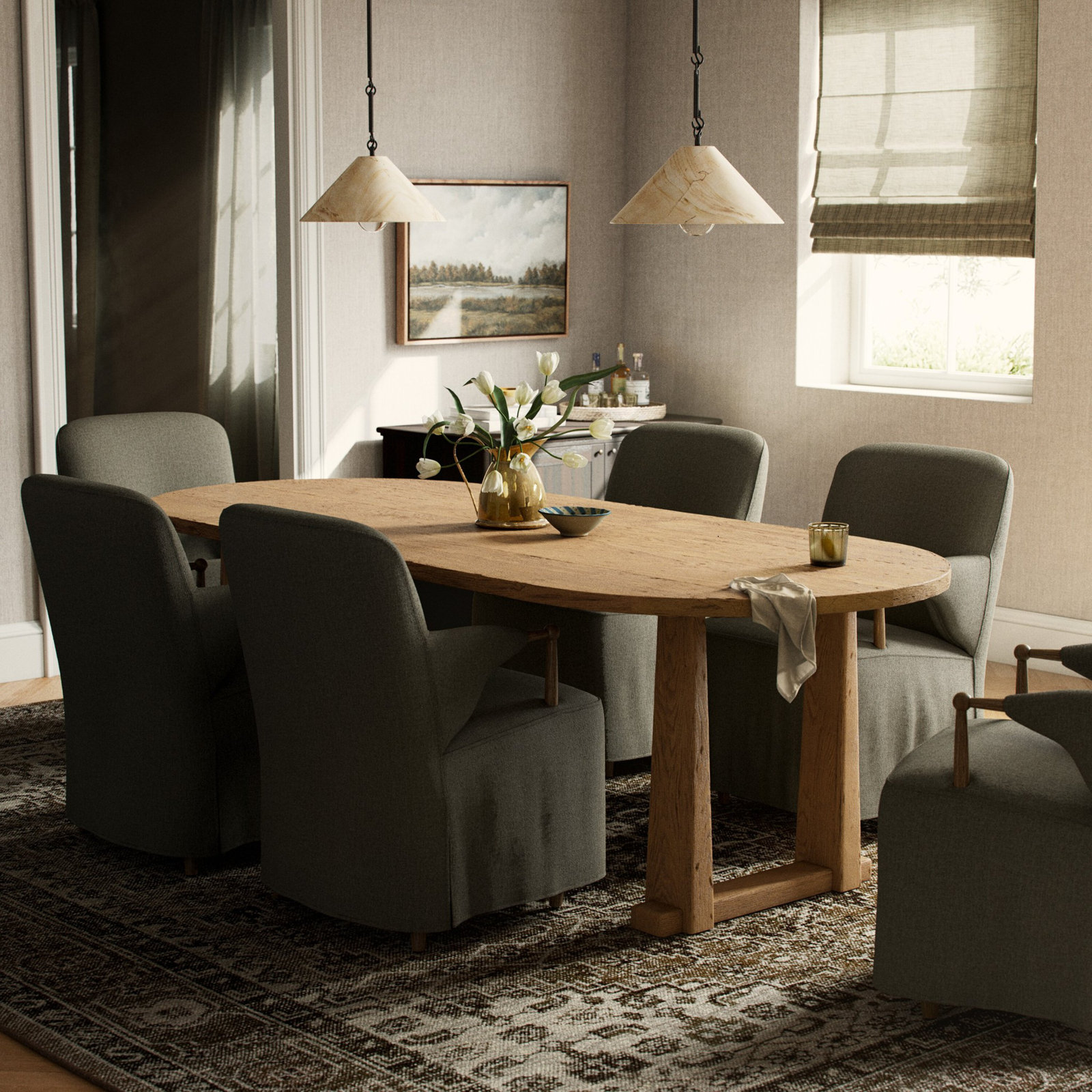 Ayla Dining Table, Worn Oak