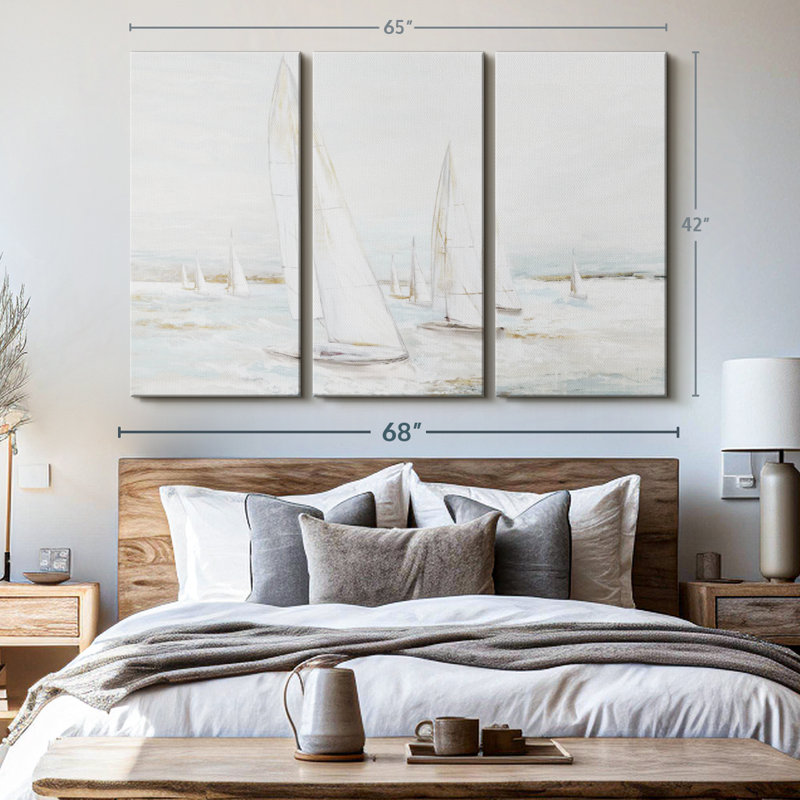 " Windswept Sails I " 3 - Pieces, 42" H x 65" W x 1.25" D