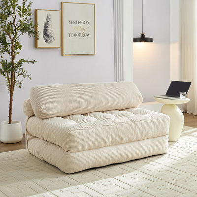 Folding Sofa Bed with Headrest & Lumbar Pillow, No Assembly 