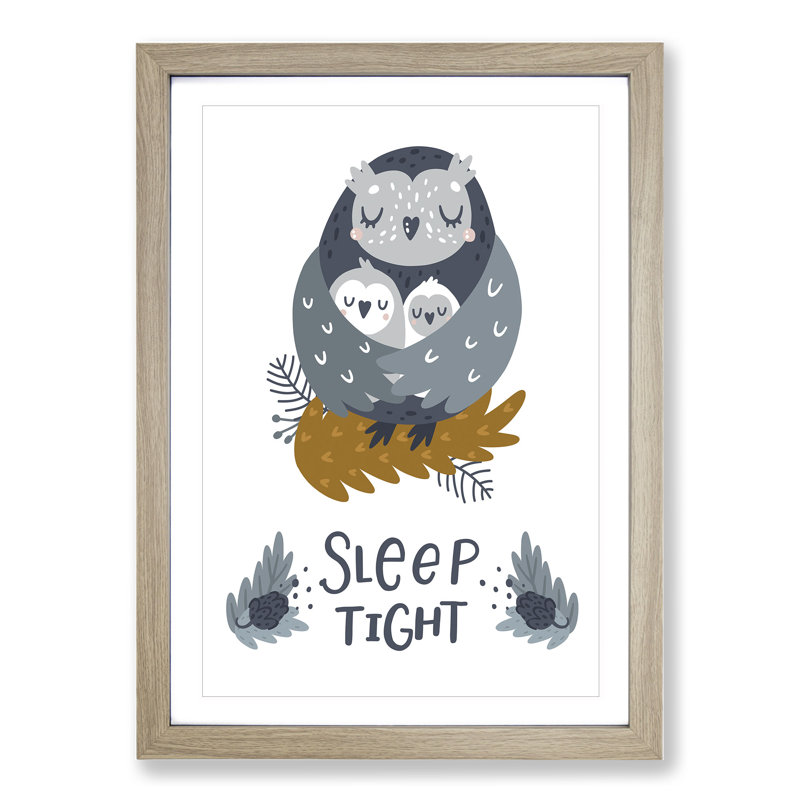 Sleep Tight Owl - Framed Print, Oak Framed, 90cm H x 65cm W x 2cm D