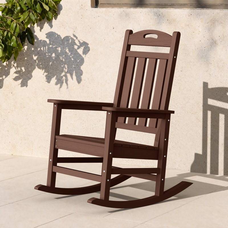 Chaise berçante d'extérieur en PEHD, Brun