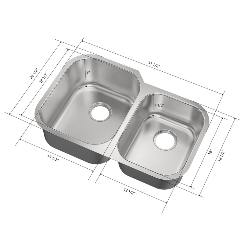 Undermount Double Bowl Stainless Steel Kitchen Sink