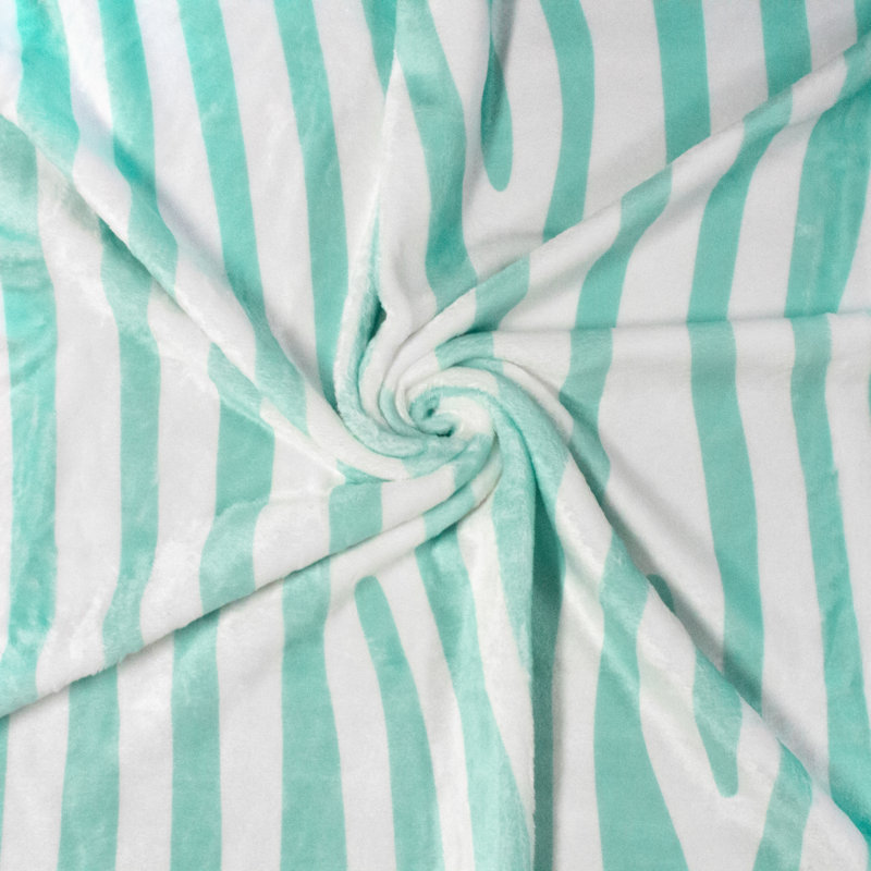  Jeté zébré, Bleu sarcelle / blanc, L 42 po x L 60 po