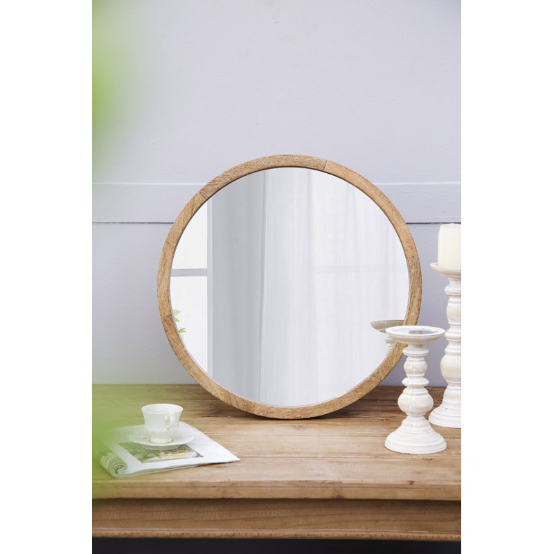 Miroir mural 20 "x 20" avec cadre en bois, Brown