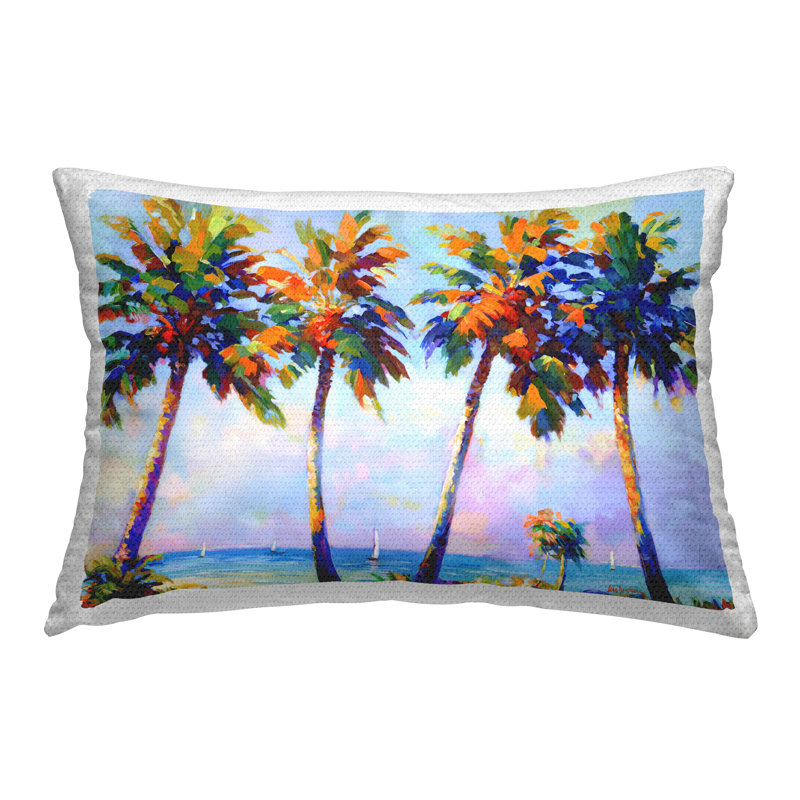 Coussin décoratif d'extérieur Palm Trees in Sun Warmth par Leon Devenice