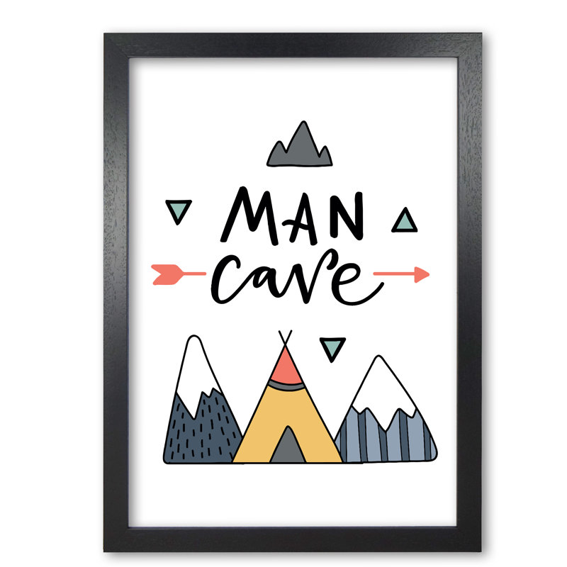 Man Cave Mountains - Print, 42 cm H x 30 cm W x 5 cm D, Black Grain Frame
