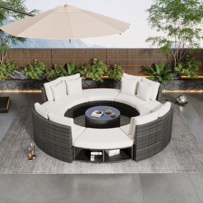 Luxury Circular Outdoor Sofa Set Rattan Wicker Sectional Sofa Lounge Set