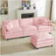 Canapé modulaire modulaire, ensemble de canapé en forme de L de 110 pouces pour le salon, canapé à 3 places confortable avec repose-pieds mobile, combinaison de bricolage, chenille, rose