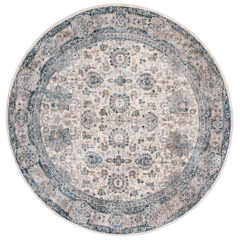 Tapis ivoire / bleu Valencia 570, Rond 6 pi 4 po