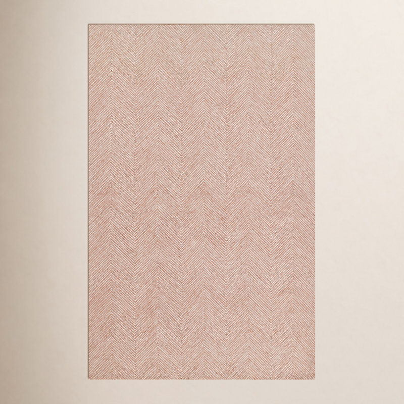 Charles Hand Tufted Wool Zig Zag Area Rug in Pink, Rectangle 9' x 12'