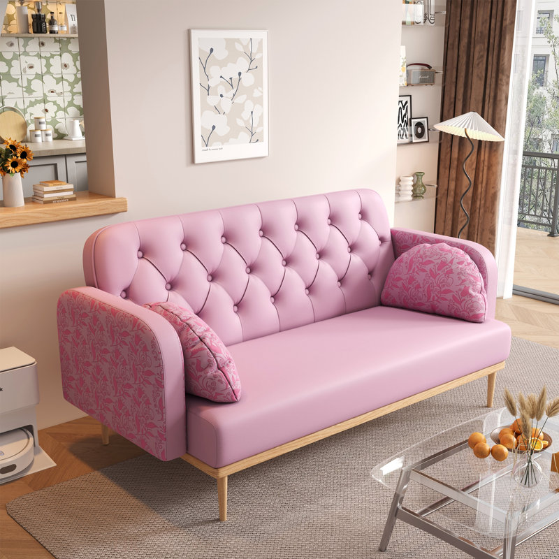 Esteve 55.9'' Faux Leather Sofa, Pink