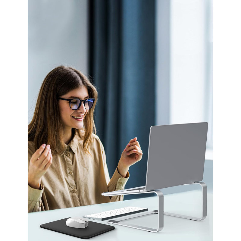 Laptop Stand For Desk, Metal Computer Riser, Heavy Stable PC Holder, Ergonomic Laptops Elevator For 12 To 17.3 Inches Notebook Computer, Silver