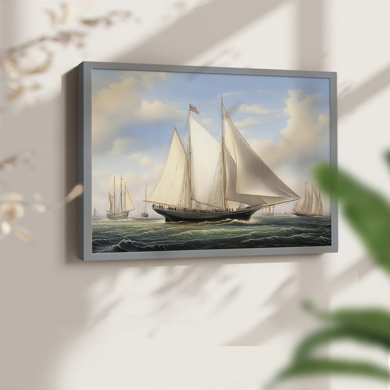 Série nautique-CXV - reproduction encadrée - réarmable, H 22 po x l 28 po, Gris