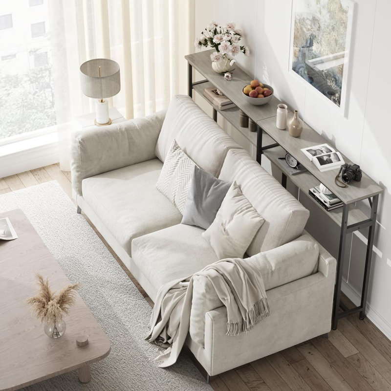 Console étroite, canapé de 5,9 pouces avec rangement, canapé étroit pour entrée, couloir, salon, vestibule, couloir, bureau gris
