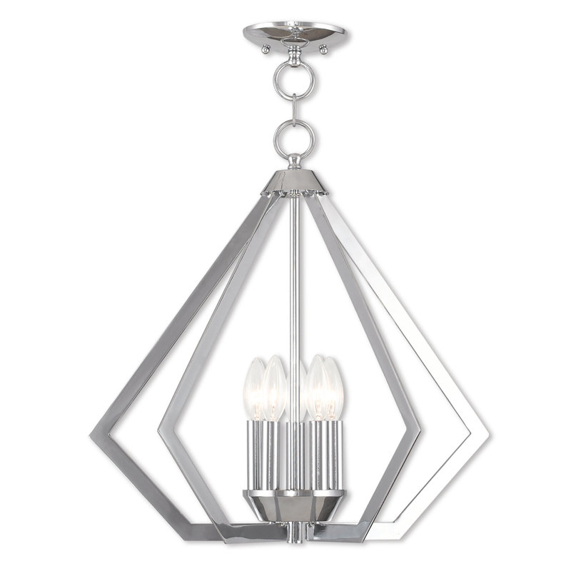Lustre géométrique unique à 5 lumières Buckeys, Chrome poli