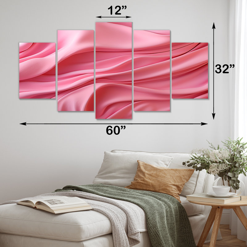 «Pink Waltz Whirl I» - ensemble d'art mural abstrait géométrique à multiples panneaux