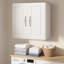 Armoire murale pour buanderie, armoire murale à 2 niveaux avec tablette réglable, rangement avec 2 portes, pour la cuisine, la salle de bain, la buanderie, P 11,8 x 23,6 x 23,6 po, blanc