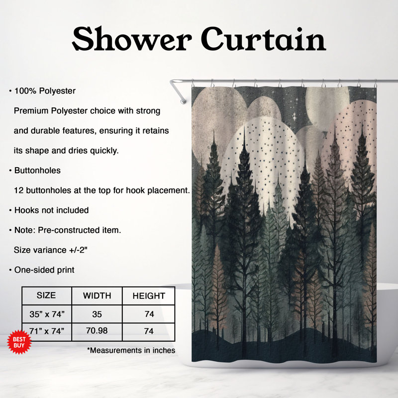 Floral Shower Curtain, 74"H x 71"W