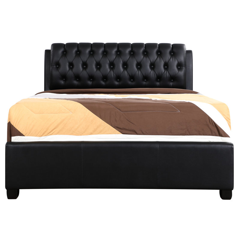 Très grand lit noir pour une détente élégante - Structure et design robustes Un moment de repos serein