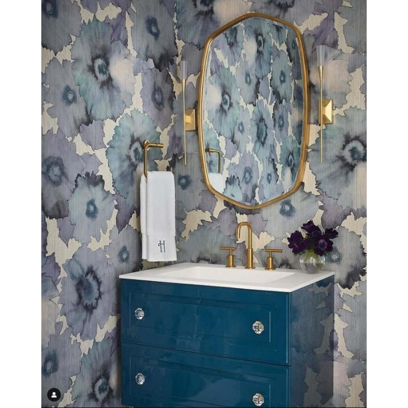 Alma 36.25" Wall Mounted Single Bathroom Vanity with Top, Blue