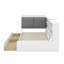 Lit plateforme simple avec tête de lit, tablettes et tiroirs de rangement-1478611170