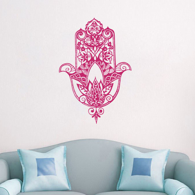 Décalcomanie murale main fatima, Rose vif, H 32 po x l 22 po