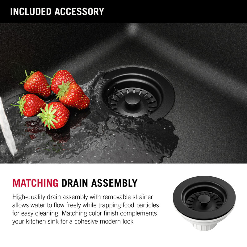 Black Granite Composite Single Bowl Kitchen Sink with WorkFlow Ledge