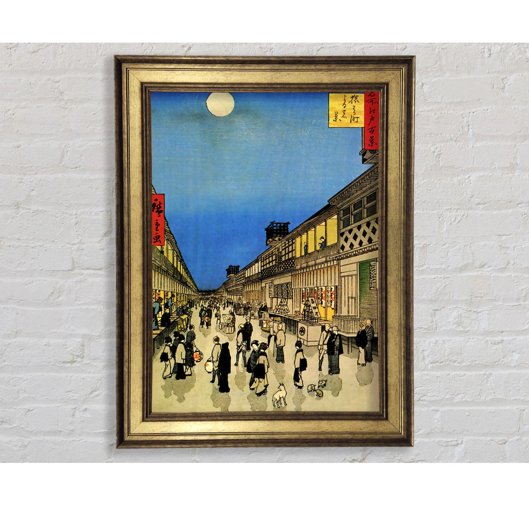 Hiroshige-Marktplatz - Einzelne Bilderrahmen Kunstdrucke