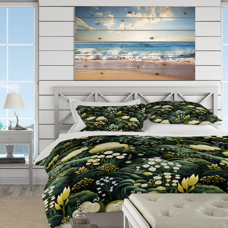 Ensemble de housse de couette Green Forest, Housse de couette simple + 1 taie décorative stan