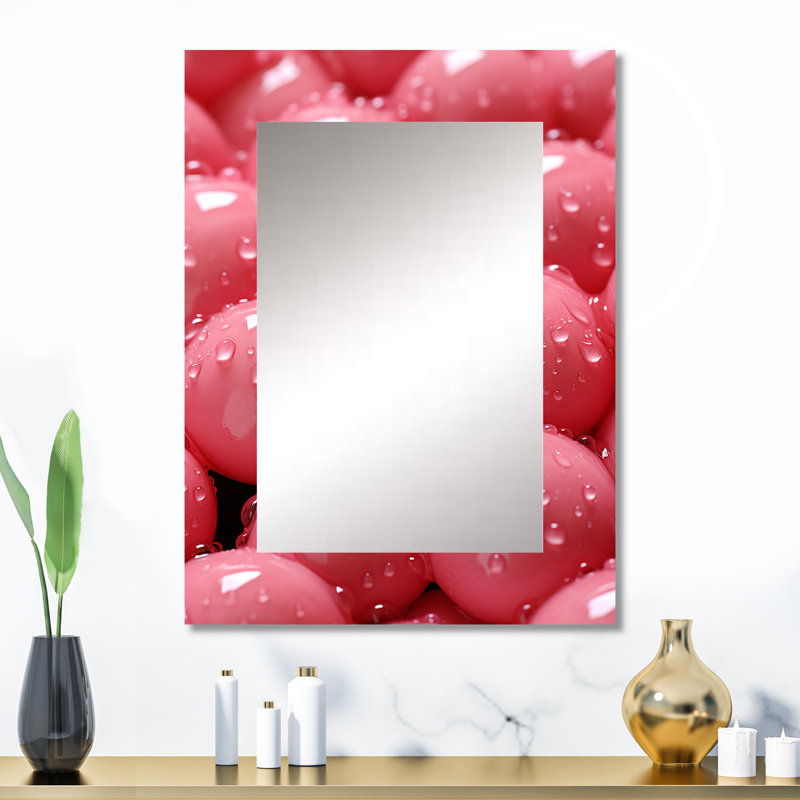 Rose bonbon et champagne bullé - champagne, miroir mural décoratif, 32 po x 24 po