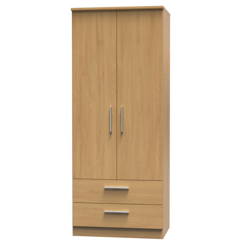 Knightsbridge 2 Door 2 Drawer Wardrobe , Modern Oak