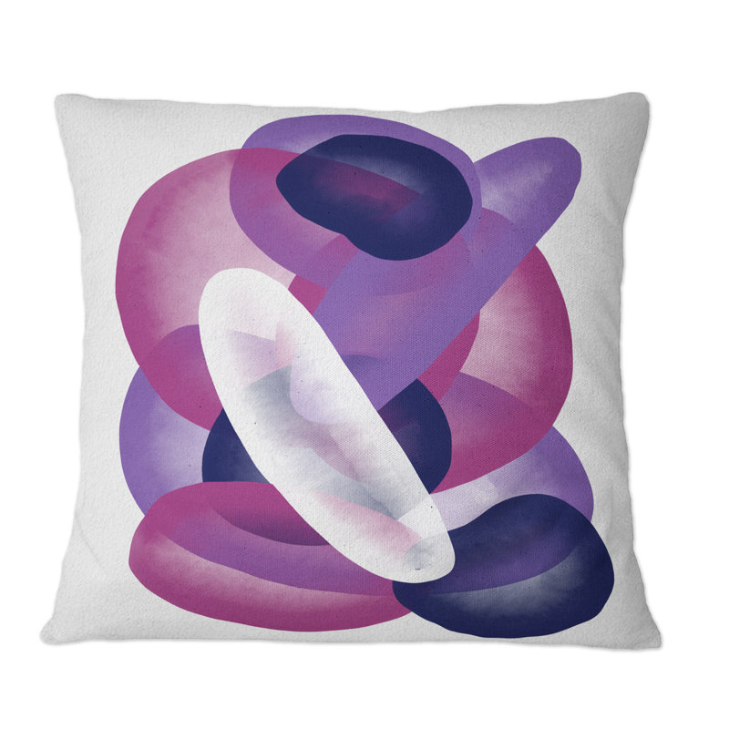 Minimaliste, formes mauves et blanches - Coussin décoratif imprimé moderne, 16 po x 16 po