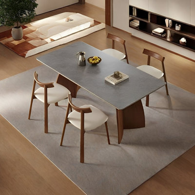 Rectangular rock plate dining table and chair set