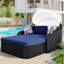 Chaise longue en osier avec auvent réglable-369318633