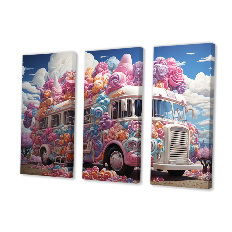 Ensemble de décorations murales Pastel Ice Cream Truck - Car Van, H 40 po x l 60 po