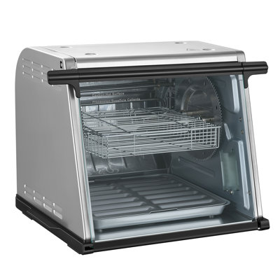 Four à rôtisserie avec capacité de 12 L, machine à griller de 1250 W pour le poulet, le boeuf, l'agneau et les légumes, rôtissoire de comptoir avec minuterie et porte résistante à la chaleur
