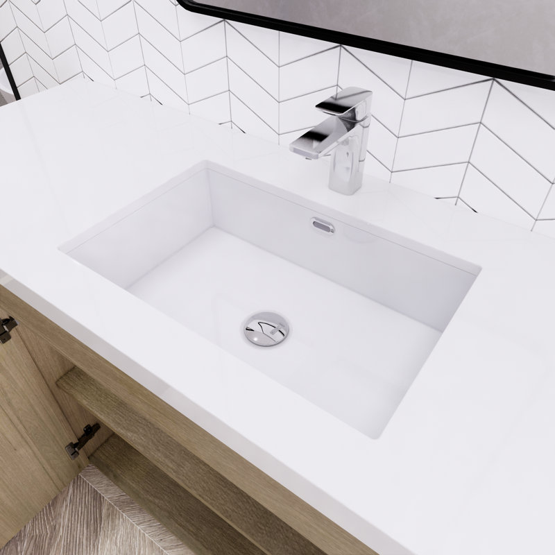 Verda 59.44'' Single Bathroom Vanity with Acrylic Top, White Oak