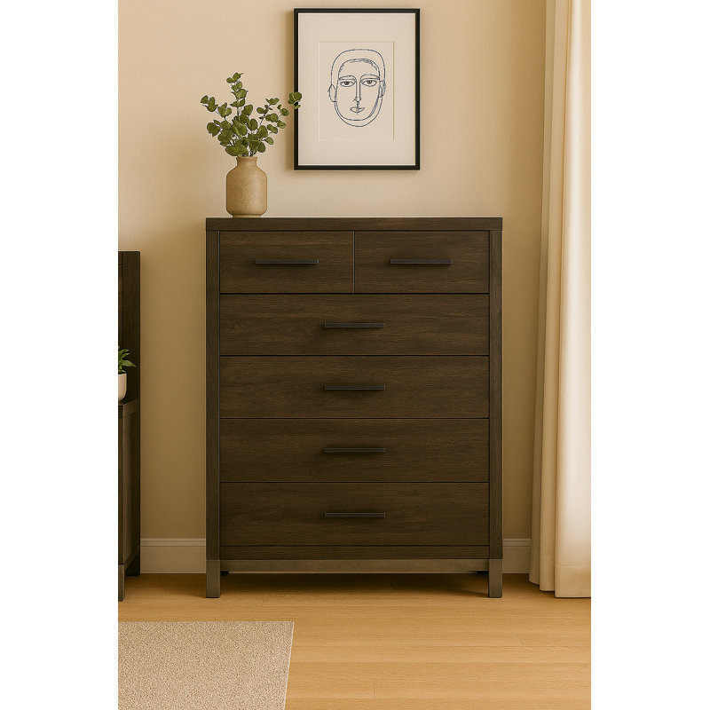 Barlow 34"W 6-Drawer Chest, Dark Gray