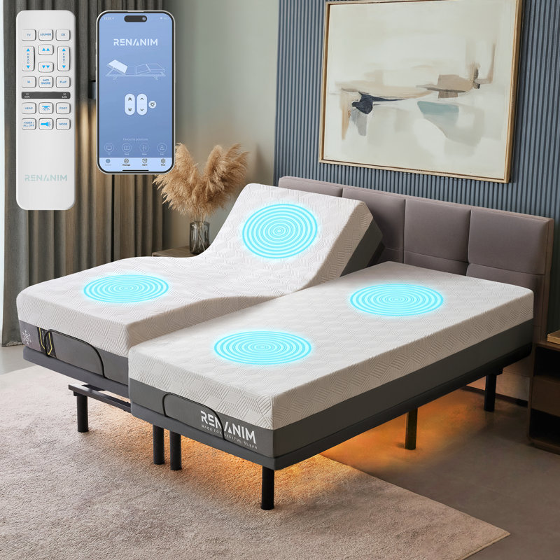 SF Elite Adjustable Bed With 10" Hybrid Mattress Included Massage, Usb, Underbed Light, Wireless Remote & App Control Zero Gravity Bed