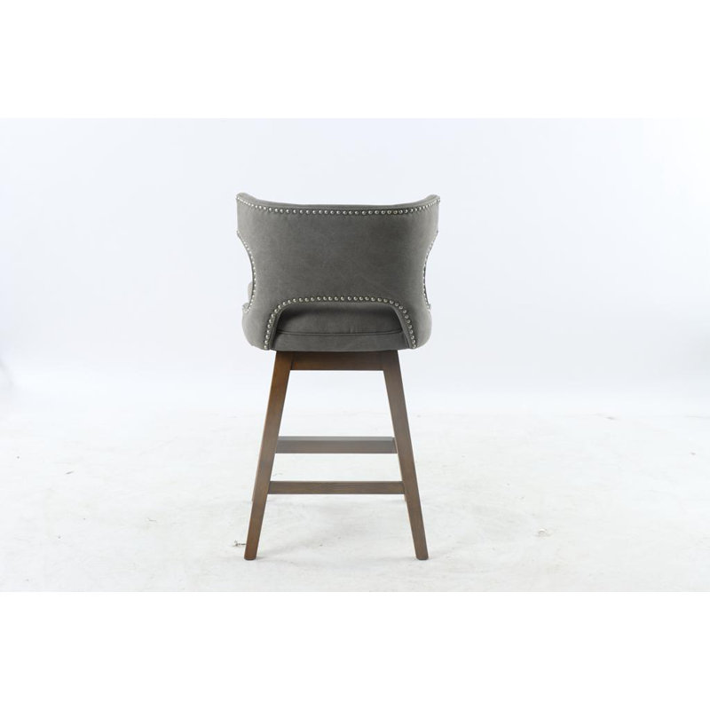 Carter Wingback Upholstered 26-inch Counter Stool With Brown Finished Legs
