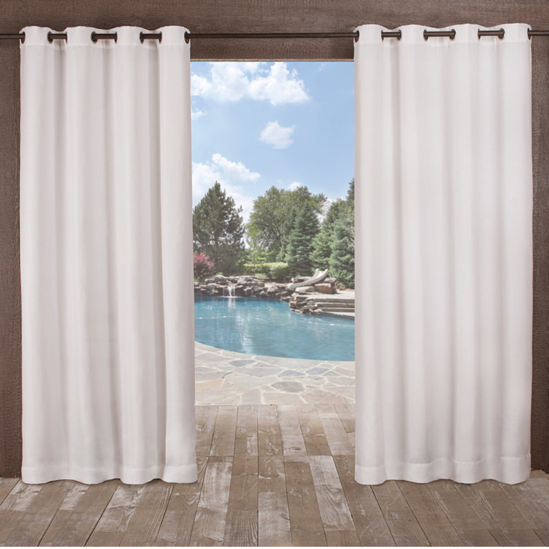 Breanna Semi Sheer Curtain Pair, White, 54" W x 108" L