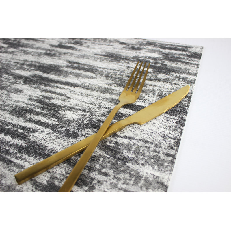 Angol Polyester Abstract Rectangle Placemat, Brown/White/Grey