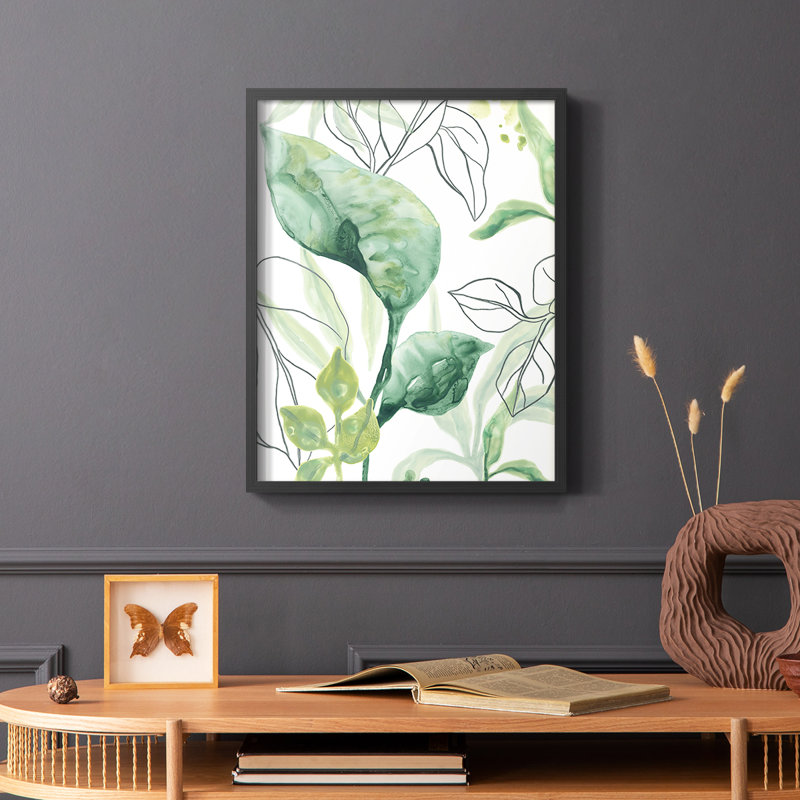 Tropical Palm Chorus I Framed Print - Solid Wood, 28" H x 22" W, Black