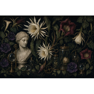Papier peint foncé botanique amovible Moody