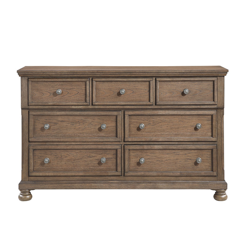 Commode de style transitionnel brun antique avec commode à bijoux 7X