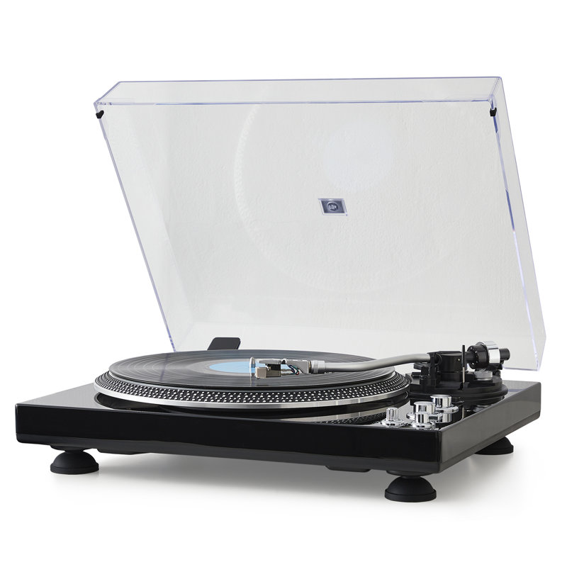 Tourne-disque à courroie CrosAudio Vintage avec sortie Bluetooth et cartouche AT-3600L, noir, Noir