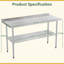 Table de préparation et de travail en acier inoxydable avec dosseret et tablette inférieure réglable pour cuisines commerciales Profeeshaw-1815334395